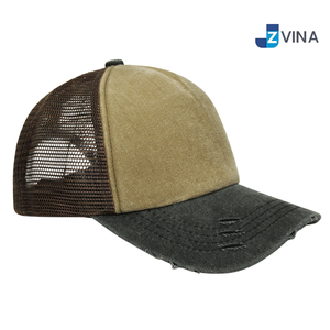 Custom Logo Trucker <b>Cap</b> Mesh Fabric Washed 5-Panel Adjustable Baseball <b>Cap</b> Solid Color Casual Spring Summer <b>Hat</b> - Product Image 1