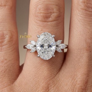 Anillo de Compromiso, Boda o Aniversario para Mujer, con Diamante Cultivado en Laboratorio de Corte Ovalado, Diseño Muse Mount, Oro Blanco de 14K, Premium y Moderno - Product Image 2