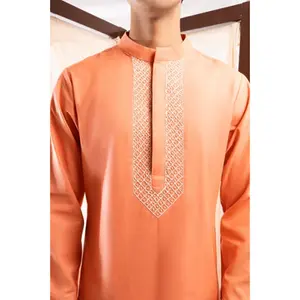 ชุดคุร์ตะผู้ชายปักลายชาติพันธุ์ผ้าฝ้ายแบบดั้งเดิมสำหรับงานแต่งงาน งานเลี้ยง ออกแบบโดยดีไซเนอร์ คุณภาพพรีเมียม สำหรับโอกาสพิเศษ แห้งเร็ว - Product Image 4