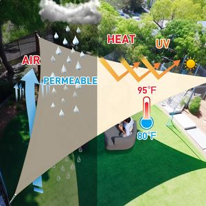 Telo Ombreggiante Triangolare in HDPE Crema 3x3x4,3m per Esterni, Giardino, Spiaggia, Schermo Privacy per Ombreggiatura Patio - Product Image 6