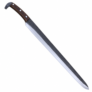 Cuchillo de Carnicero de Hoja Larga con Mango de Madera Marrón Oscuro, Hoja de Acero Negra y Plateada para Cortar Carne y Uso en la Cocina - Product Image 4