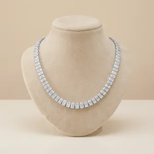 Collier tennis de luxe en diamants de laboratoire taille brillant rond, plaqué or 14k/18k, haute clarté, certifié IGI, style hip-hop pour femme - Product Image 3