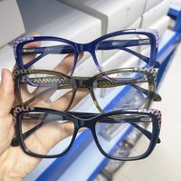 Liquidation de stock en gros : Montures optiques tendance en acétate grande taille pour femmes, lunettes en acétate, vente chaude, assortiment coloré mixte