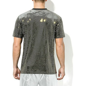 Camisas brillantes para hombre, camisetas de manga corta con lentejuelas brillantes para discoteca, camiseta con purpurina para discoteca, ropa de fiesta para discoteca, lentejuelas metálicas para escenario - Product Image 5