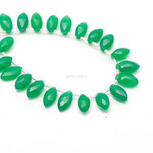 Cuentas de ónix verde natural facetadas en forma de marquesa de 7x12-8x13 mm, cuentas de piedras preciosas talladas a mano para la fabricación de joyería, venta al por mayor. - Product Image 1