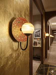 Modern Plant Pattern Alabaster Globe Wall Lamp Decorative <b>Sconce</b> LED Bedroom Living Room <b>Lighting</b> - Product Image 2