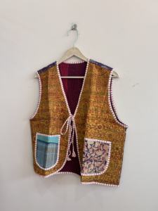 Chaleco Corto de Algodón Transpirable, Estilo Vintage, Hecho a Mano, Kantha, para Mujer - Product Image 6