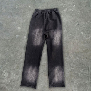 Ensemble de survêtement personnalisé grande taille pour l'hiver, style streetwear, uni, en mélange polyester/coton, délavé à l'acide, avec broderie, coupe évasée et effet usé - Product Image 6