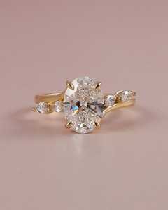 U and Me Lab Grown 2.02 CT Oval Cut Diamond Promise Unique Band Ring For Women 18K Solid Gold Party Occasion Gift For <b>Girlfriend</b> - Product Image 1