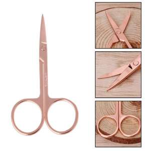 Kit chirurgical manuel en acier inoxydable avec finition or rose, ciseaux à sourcils, petites pinces courbées pour extensions de cils, outil de beauté - Product Image 4