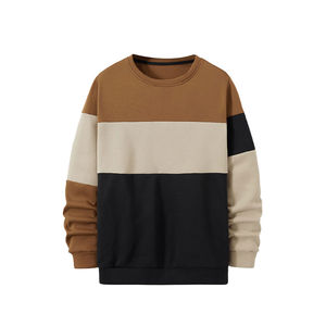 Sudadera de hombre estilo motociclista con cuello redondo, acanalada, de color liso, con efecto desgastado, tejida 100% algodón, transpirable, de ajuste regular, con detalles de pliegues. - Product Image 1