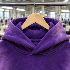 Custom Heavyweight Pullover <b>Hoodie</b> <b>Purple</b> Sun Fade Acid Wash Woven Logo Patch Vintage Streetwear <b>Men</b> Fleece Sweatshirt - Product Image 3