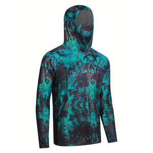 Chemise de pêche à manches longues à capuche pour homme, protection UPF 50, impression par sublimation, performance anti-UV, vêtements d'extérieur - Product Image 1
