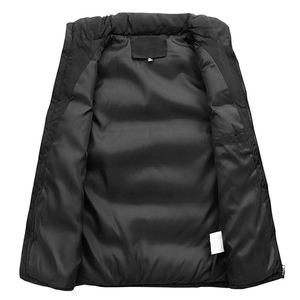 Chaleco Acolchado Negro para Hombre con Cuello Alto, Cierre de Cremallera, Resistente al Viento, Informal, para Invierno, con Bolsillos, Largo Regular - Product Image 3