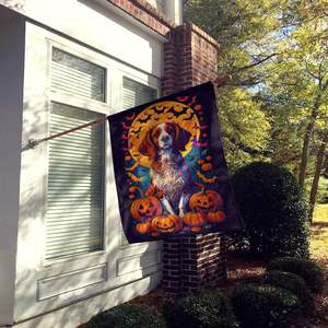 Brittany Spaniel Witchy Halloween Grand Poteau De Porche Décoratif Bannière De Cour Multicolore Polyester Maison Taille Mur Pelouse Signes - Product Image 2
