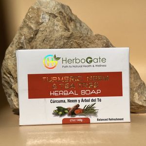 Jabón Herbal Natural de Cúrcuma, Neem y Árbol de Té, Hecho a Mano, para una Piel Suave y Tersa, con Fórmula Suave y Botánica - Product Image 6