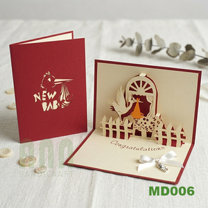 Nouvelle carte d'invitation de baptême bébé cigogne, carte de vœux 3D, cartes pop-up d'anniversaire, artisanat en papier - Product Image 5