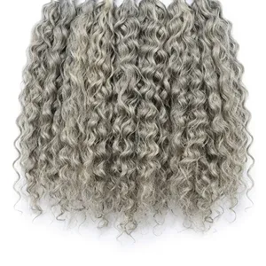 Remy Bulk <b>Hair</b> Long Ash Blonde Silver Gray Deep <b>Curly</b> Human <b>Hair</b> <b>Wig</b> Natural Wavy Hairpiece for Women - Product Image 5