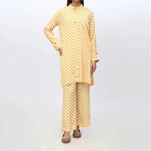 กางเกงสูททรงเรขาคณิตพิมพ์ลายทางของผู้หญิงชุด2ชิ้นคอลเลกชัน PS4062 - Product Image 3