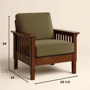 Sillón de madera maciza Talia Modern Fusion con respaldo reclinado tapizado para dormitorio o sala de estar - Product Image 1