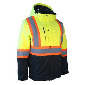 Chaqueta de Seguridad Reflectante de Alta Visibilidad para Hombre con Capucha y Bolsillos, Amarillo y Negro, Ropa de Trabajo - Product Image 1