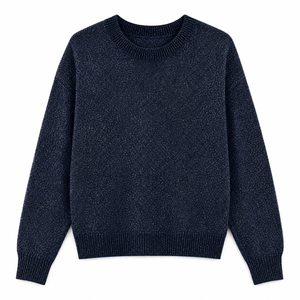 Suéter Metálico de Lurex para Mujer, Tejido Brillante, Cuello Redondo, Manga Larga, Corte Holgado, Transpirable, para Invierno, Casual, para Fiestas - Product Image 3