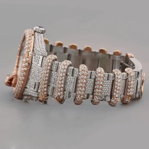 Montre en or rose avec diamants VVSMoissanite pour homme, automatique, couleur or intégral, pour homme et femme, montre de mode, bijoux - Product Image 3