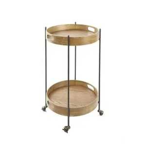 Carrito de Bar Ovalado de Lujo en Dorado con Vidrio Tintado Negro, Carrito de Servicio de 2 Niveles con Cubitera Integrada y Portavasos para el Hogar - Product Image 4