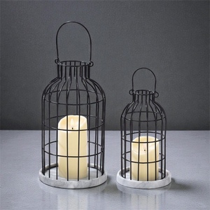 Black Iron Wire <b>Candle</b> <b>Lanterns</b> Modern Design Durable Metal Holder Home Decoration - Product Image 1