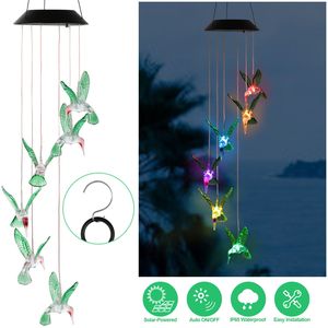 Campanella a Vento Solare LED a Forma di Colibrì, Luci a Stringa 6-LED Cambia Colore, Lampada Decorativa da Giardino Impermeabile IP65 per Uso Domestico - Product Image 1