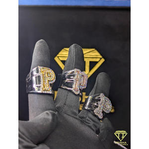 Wholesale <b>Initial</b> P <b>Ring</b> with VVS Moissanite Diamond With 925 Sterling Silver Hip Hop Jewelry By Trisha Jewels - Product Image 2