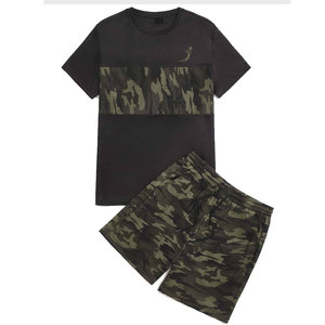 Conjunto de camiseta y pantalones cortos personalizados para hombre, tela transpirable, estilo moderno, colección de ropa informal de verano, conjunto de camiseta y pantalones cortos - Product Image 1