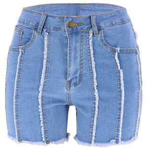 Shorts de Mezclilla Negros de Cintura Alta para Mujer con Detalles Desgastados, Cinco Bolsillos, Estilo Casual, Lavado Desgastado, Corte Regular, Cierre de Botones - Product Image 2