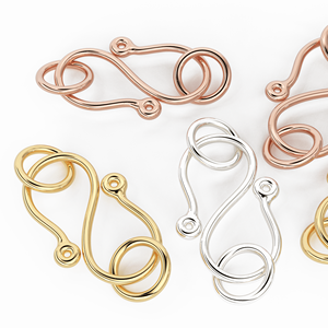 Fermoir en or massif 18 carats classique en forme de S, 8,5 mm x 14,5 mm, accessoires de bijouterie pour la Saint-Patrick - Product Image 1