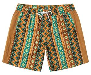 Pantalones cortos de playa para hombre, estampado de puesta de sol, cintura elástica con cordón, informales, de verano, coloridos, ligeros, blancos, para nadar en la playa - Product Image 1