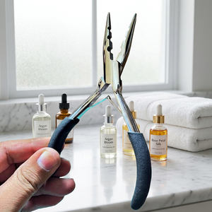 Pinzas Profesionales Personalizadas de Alta Calidad para Extensiones de Cabello, 3 Orificios, Acero Inoxidable, Agarre Suave, Punta Plateada, Multifunción, para Cuentas - Product Image 4