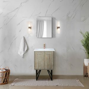 Rustic Acacia Bath Vanity with 24 In. W X 20 In. D White Quartz <b>Top</b> and <b>Rose</b> Gold Faucet Set 20-in Bathroom Vanities - Product Image 2