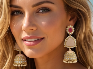 DIVYORO PEACH STONE JHUMKA - Product Image 3