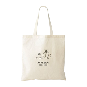 Bolsa de Lona Personalizada EcoDari con Diseño de Carta de Bienvenida de Boda, Tamaño Grande, con Asa Larga para el Hombro - Product Image 1