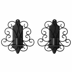 Juego de 2 apliques de pared decorativos de hierro negro para el hogar, sala de estar, dormitorio, portavelas - Product Image 2