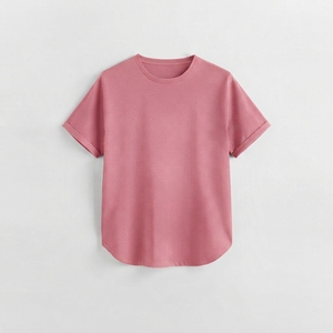 เสื้อยืดคอกลมผู้หญิง แขนสั้น ทรงปกติ ผ้าเจอร์ซีย์ลำลอง ผ้าฝ้าย 100% ผสมสแปนเด็กซ์ ติดกระดุม ฤดูใบไม้ผลิ ฤดูร้อน สีเขียว สีขาว - Product Image 4