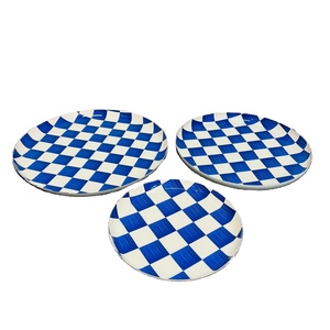 Blue White Solid Iron Metal Non-Toxic BPA Free Durable Food Grade Dinnerware <b>Set</b> <b>Serving</b> Bowls Plates Storage Jar Home - Product Image 2