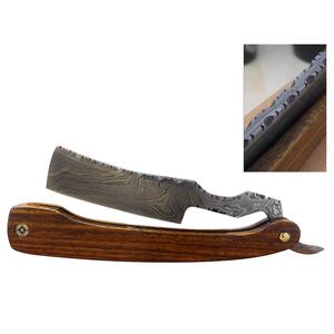 Maquinilla de afeitar recta de un solo filo de acero de Damasco profesional para hombres, peluqueros, hoja de afeitar facial y cuchillo para cortar pan - Product Image 1