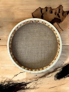 Beads Detailing Rattan Serving <b>Tray</b> Decorative Woven Cane <b>Tray</b> For Kitchen Table Centerpiece <b>Snack</b> And Coffee Serving From India - Product Image 3