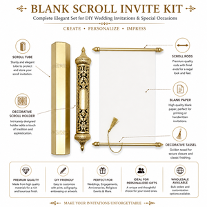 Kit de Tarjetas de Felicitación con Pergaminos en Blanco de Arte Folclórico Premium, con Varillas para Pergaminos, Tubos para Pergaminos y Papel para Invitaciones de Boda DIY y Eventos Especiales - Product Image 6