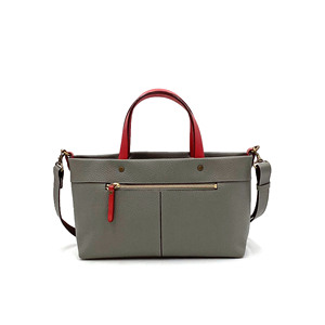 Bolso Tote de Cuero Granulado Gris Elegante Laisser Faire, Bolso de Mano para Mujer, Color Sólido, Cierre de Cremallera, Forro de Algodón, Uso Diario - Product Image 3