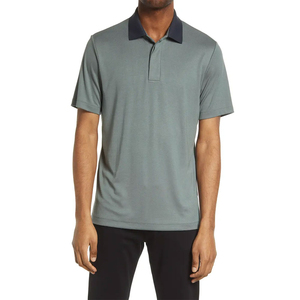 Camiseta Deportiva para Hombre, Manga Corta, Cuello Camisero, Corte Ajustado, con Logotipo Personalizado Estampado en la Parte Delantera, Ecológica, de Spandex/Algodón, en Oferta - Product Image 1