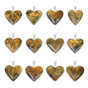 Nellite Assorted Crystal Gemstone Heart Shape Necklaces Pendants Handmade Silver Plated Brass Religious Fashionable - Product Image 1