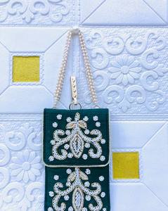 กระเป๋าคลัทช์งานฝีมือสุดหรู ผ้าฝ้ายปักลาย สำหรับเจ้าสาว พร้อมสายโซ่ไข่มุก ดีไซน์เนอร์ กระเป๋าถือสำหรับงานแต่งงาน งานกลางคืน และเดินทาง สำหรับผู้หญิง - Product Image 3
