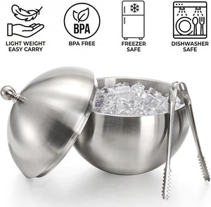 Seau à glace en acier inoxydable de qualité supérieure avec pince et couvercle, conteneur isotherme pour le stockage de glace, idéal pour les fêtes, le refroidissement du vin, le service de cocktails et la restauration - Product Image 4